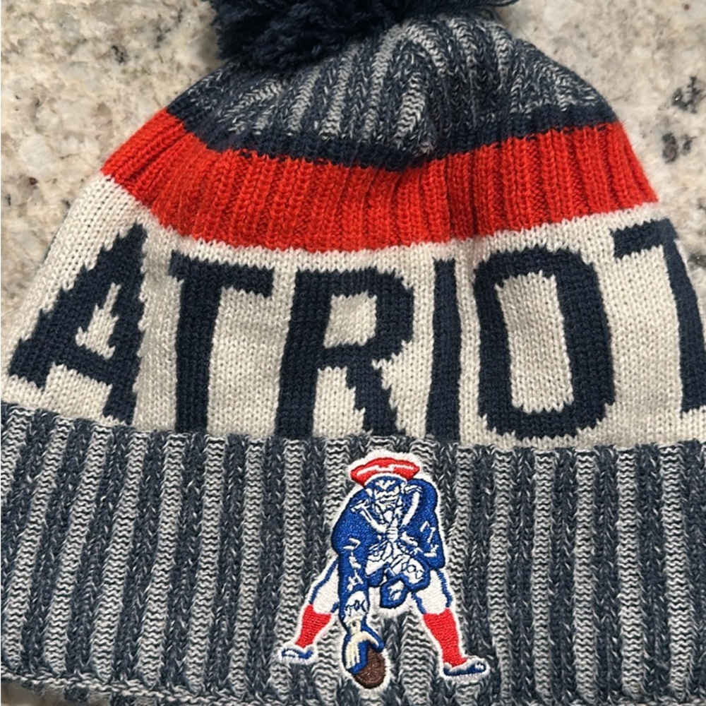 Patriots Kids Pom Beanie - Red, Blue, Gray -buy all 3 for $75